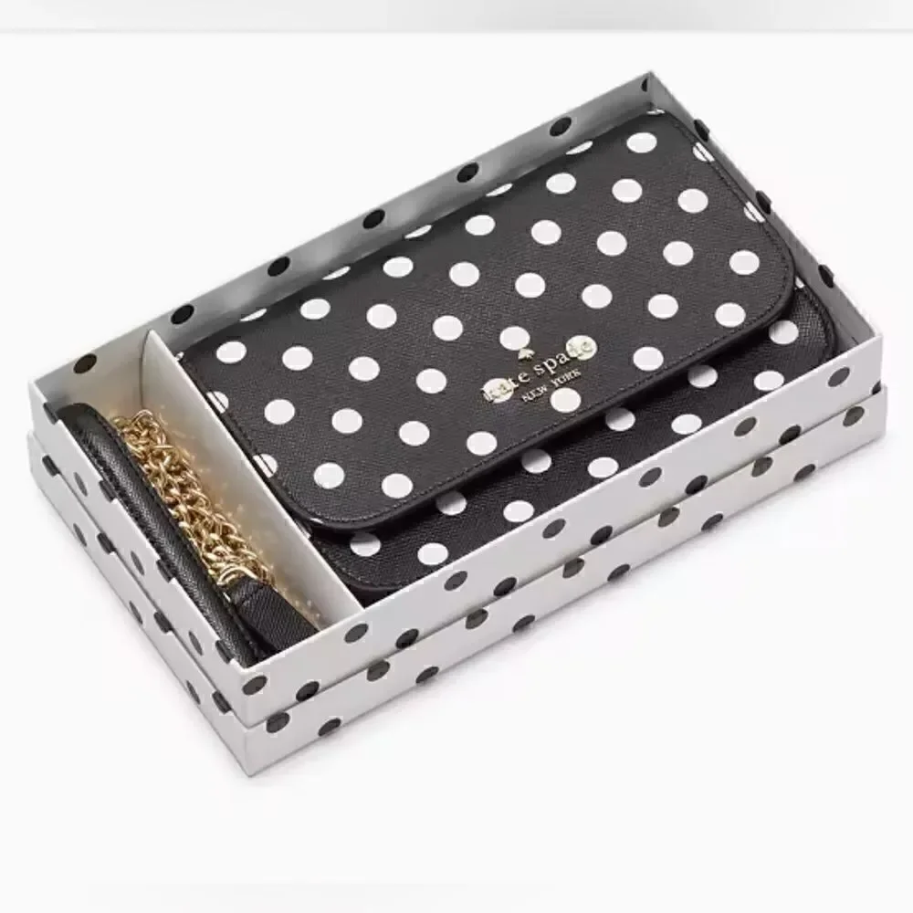 KATE SPADE POLKA DOT CROSSBODY BAG SILVER